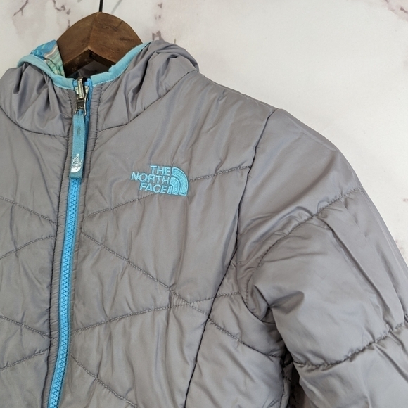 The North Face Coat Girls 6 XS Blue Gray Puffer Perrito Reversible Jacket - Picture 12 of 16